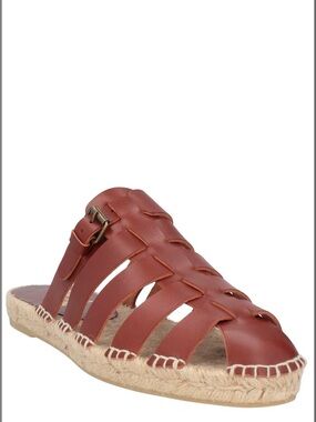 Castaner X Ancient Greek Sandals Brown Woven Leather Espadrille Slides